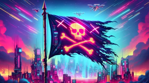 Cyberpunk Pirate Flag Download Live Wallpaper