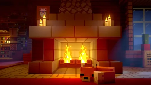 Minecraft Cozy Fireplace Download Live Wallpaper