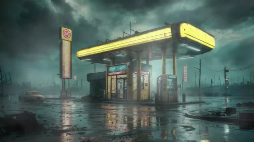 Vergessene Tankstelle Herunterladen Animiertes Hintergrundbild