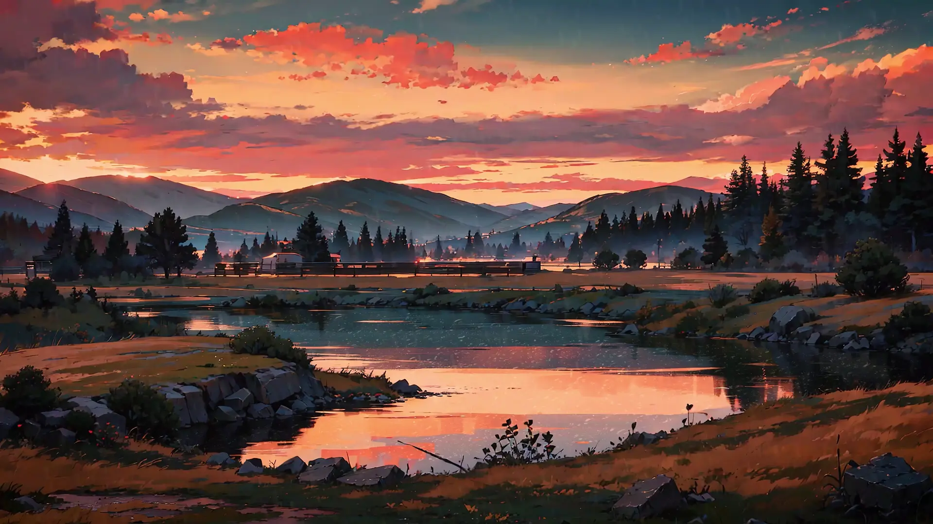 Mountain Lake Sunset live wallpaper for desktop