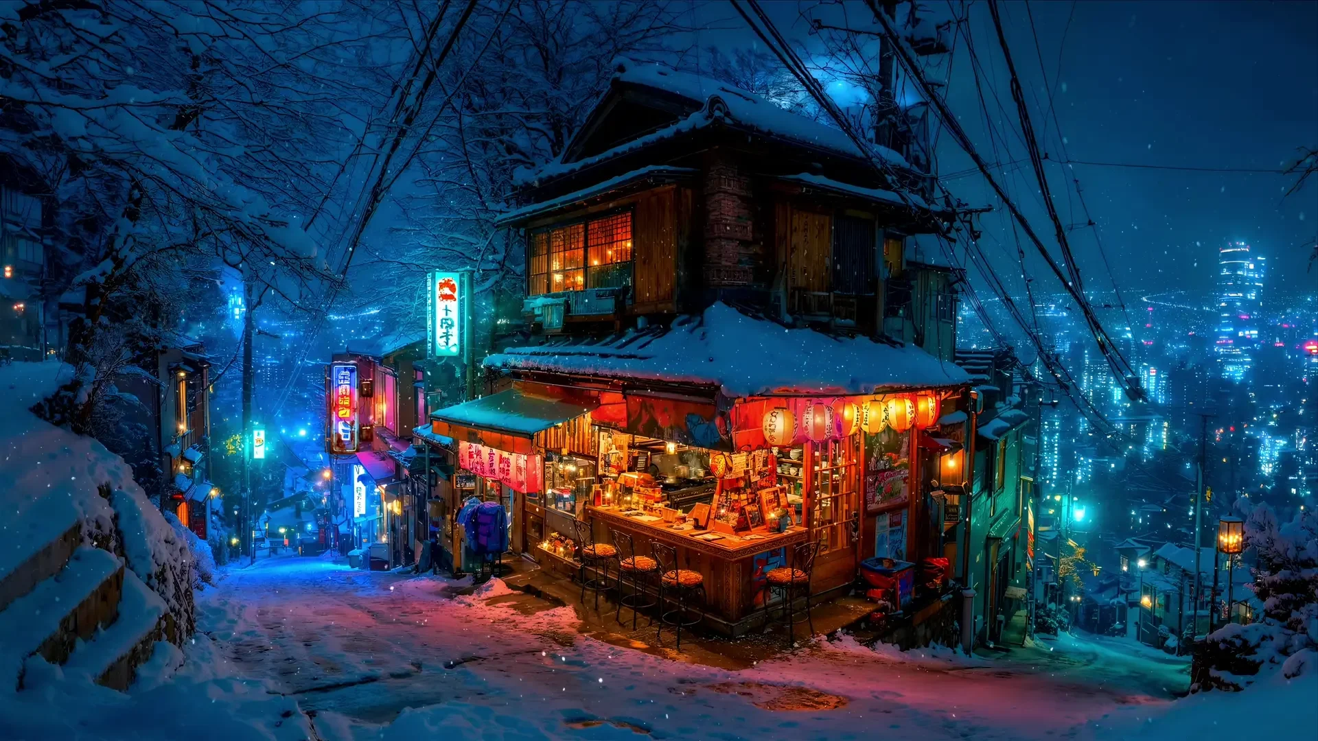 Neon Snowfall live wallpaper for desktop