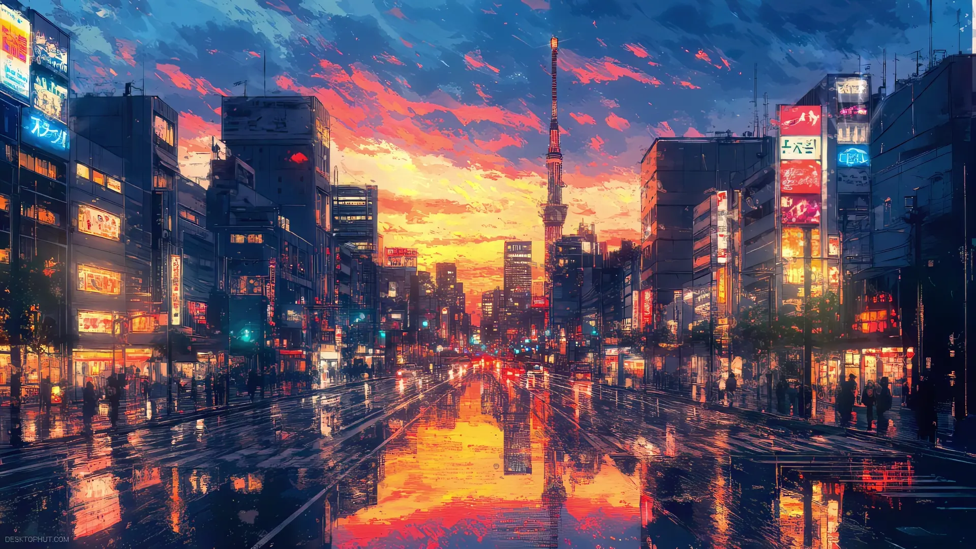 Lo-Fi Japan Sunset City live wallpaper for desktop