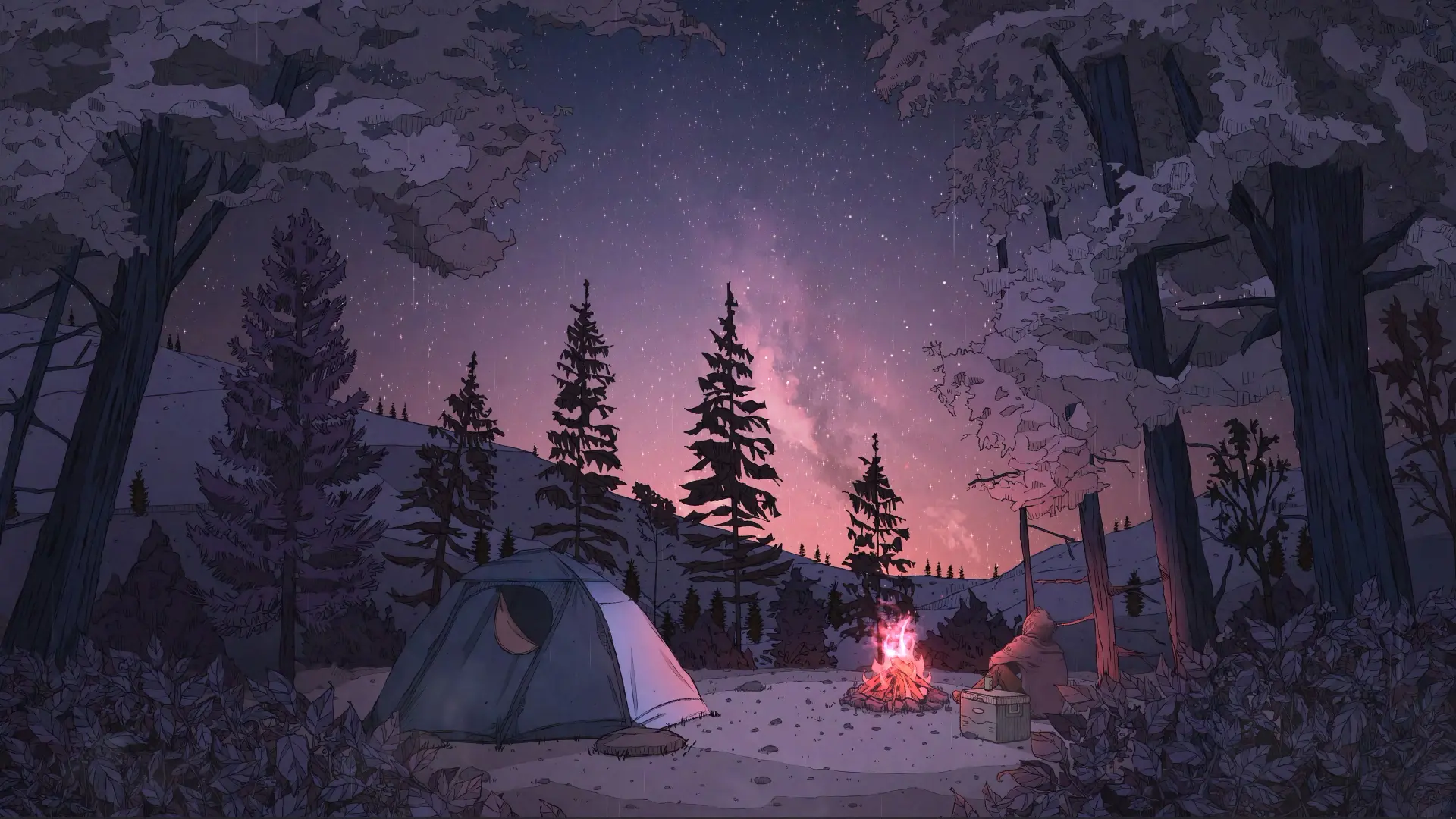 Lo-Fi Camping Night live wallpaper for desktop