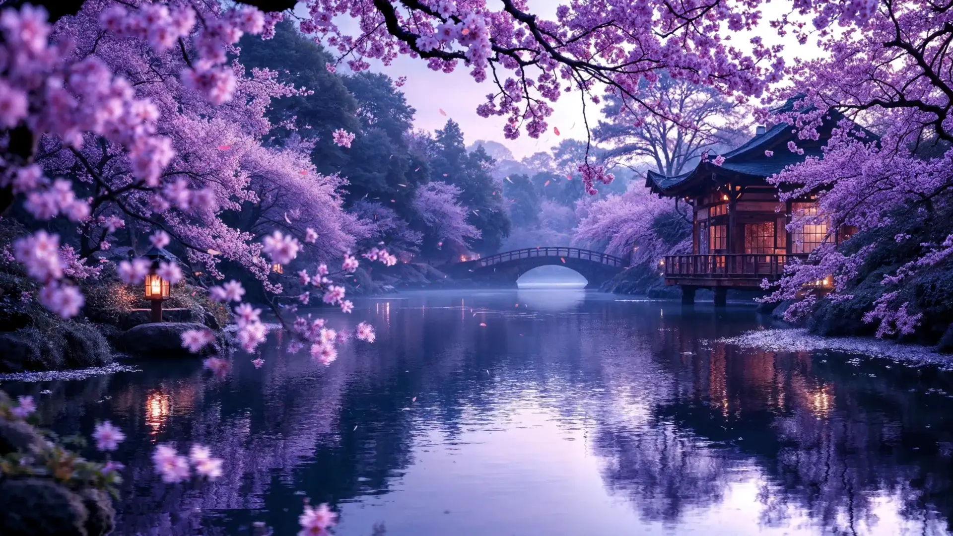 Violet Sakura Reflections live wallpaper for desktop