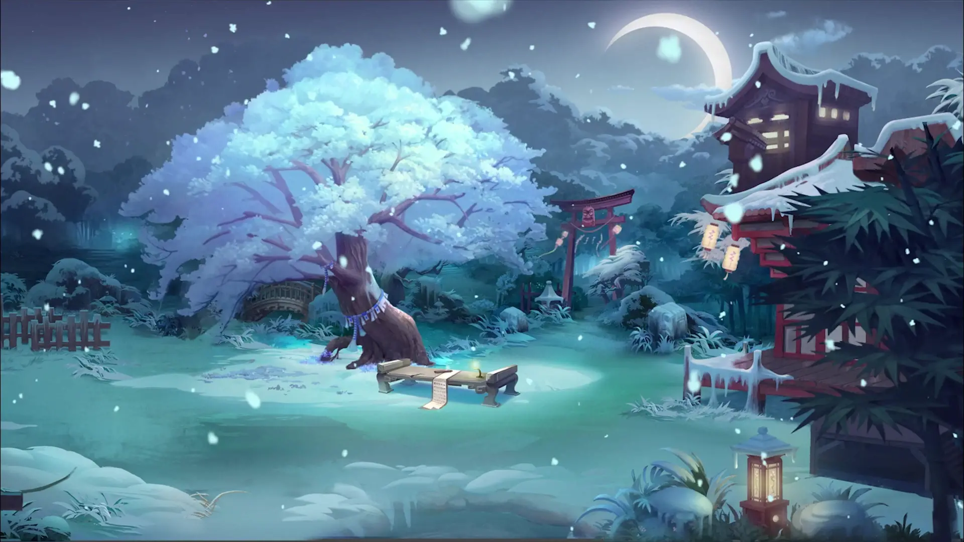 Moonlight Winter Shrine live wallpaper for desktop