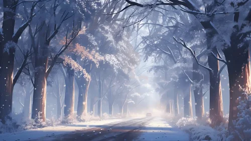 Snowy Forest Road Download Live Wallpaper