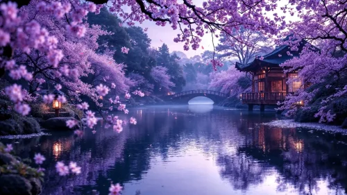 Violet Sakura Reflections Download Live Wallpaper