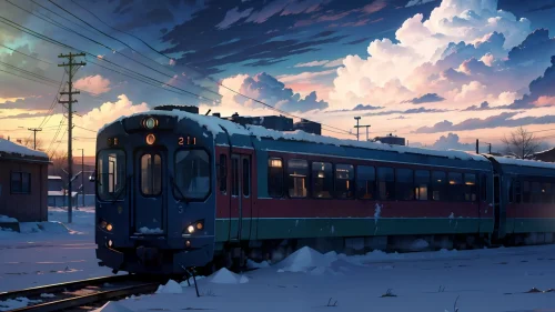 Winter Train at Dusk Download Live Wallpaper