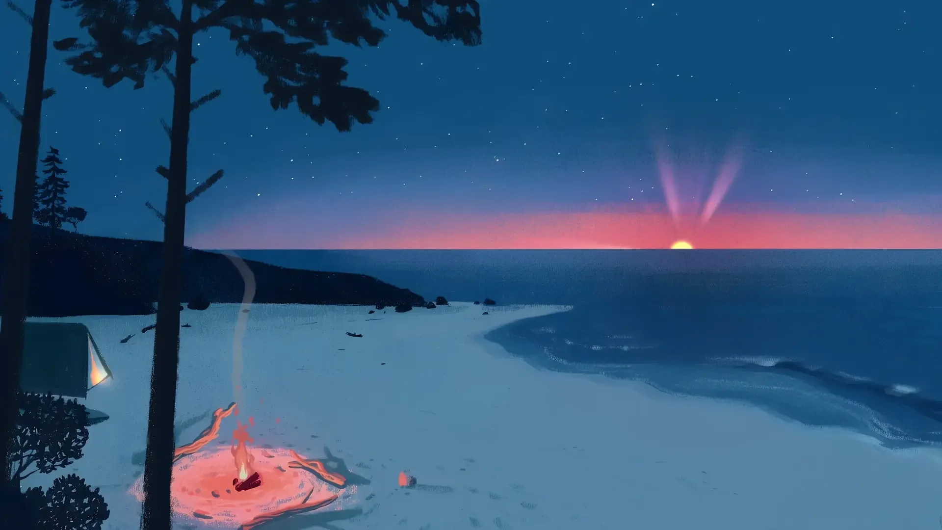 Quiet Shore at Dusk live wallpaper for desktop