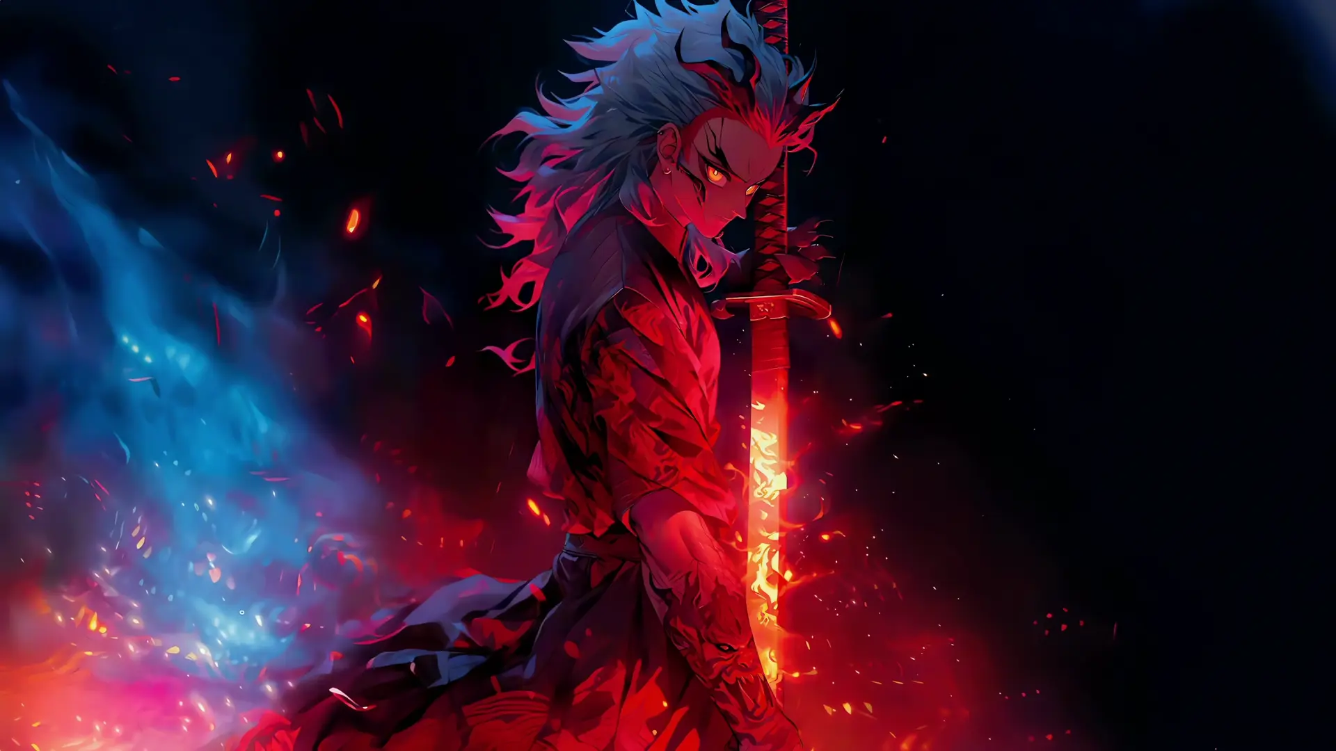 Blazing Flame Warrior live wallpaper for desktop