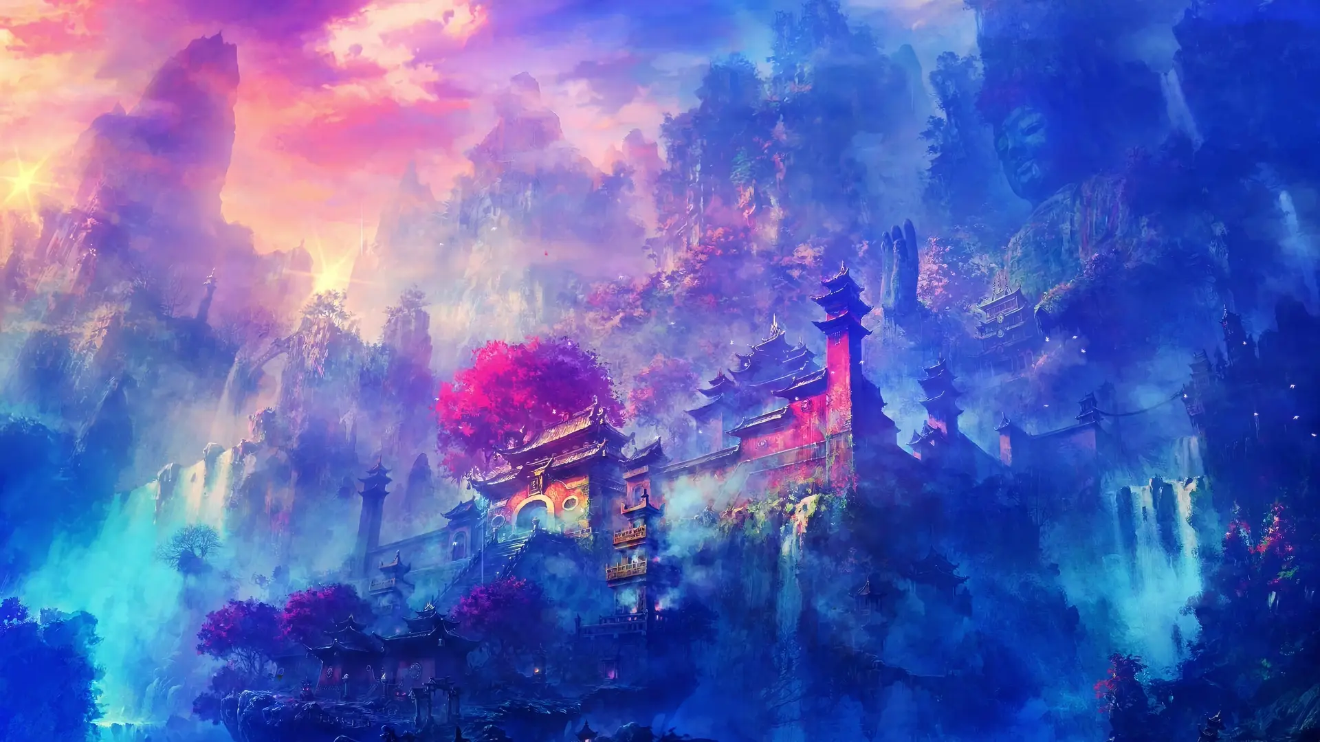 Mystic Mountain Temple live wallpaper for desktop