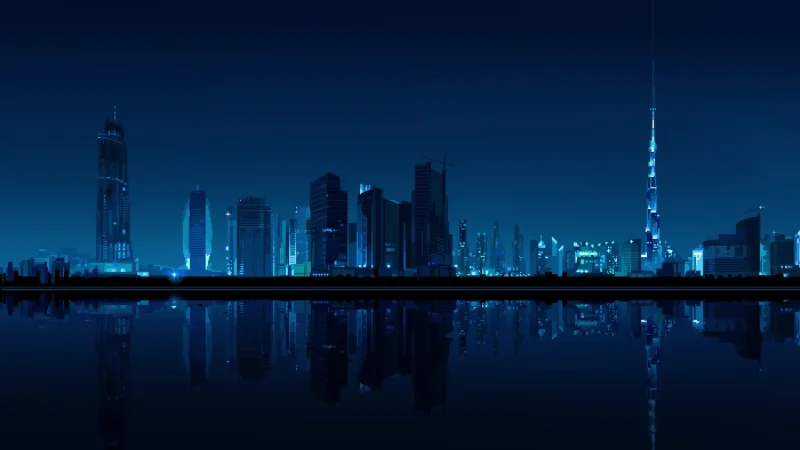 Dubai Blue Night Skyline