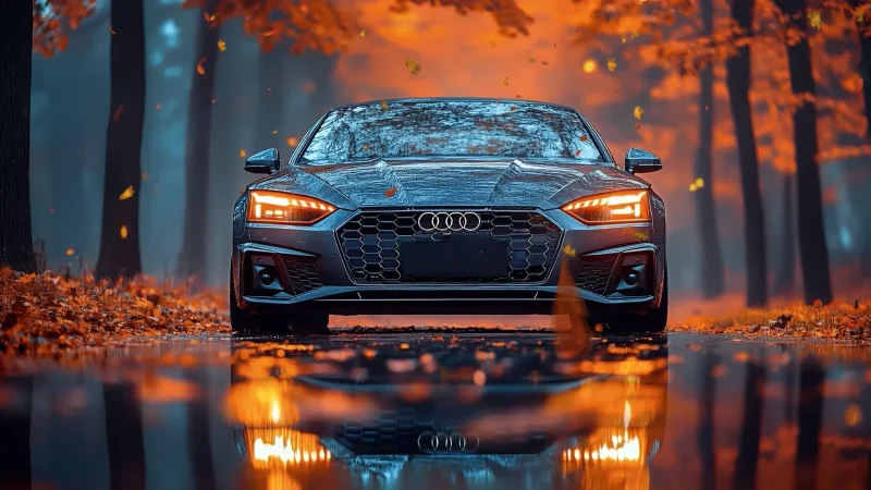 Audi A5 Autumn Forest live wallpaper for desktop
