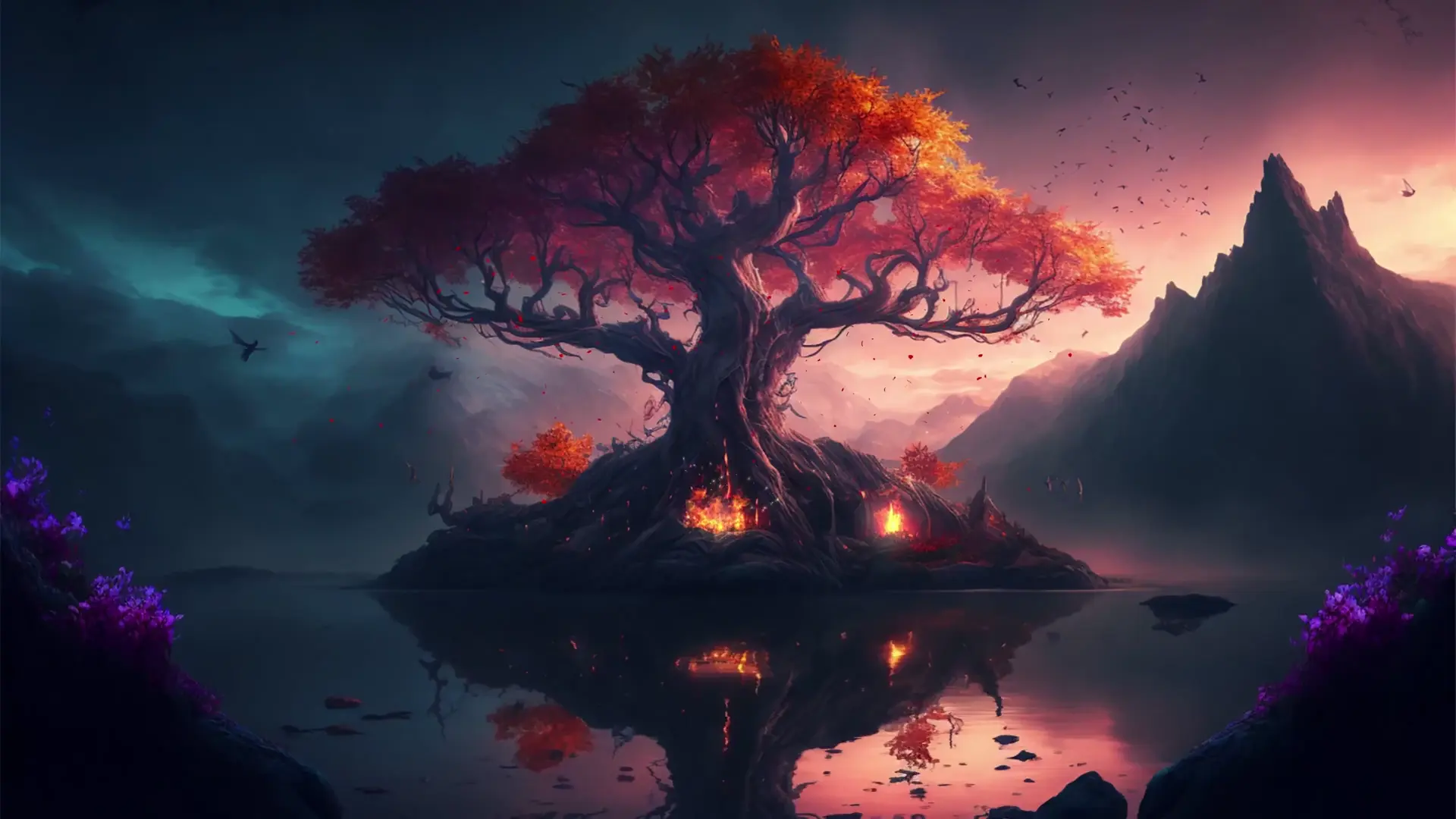 Eternal Flame Tree live wallpaper for desktop