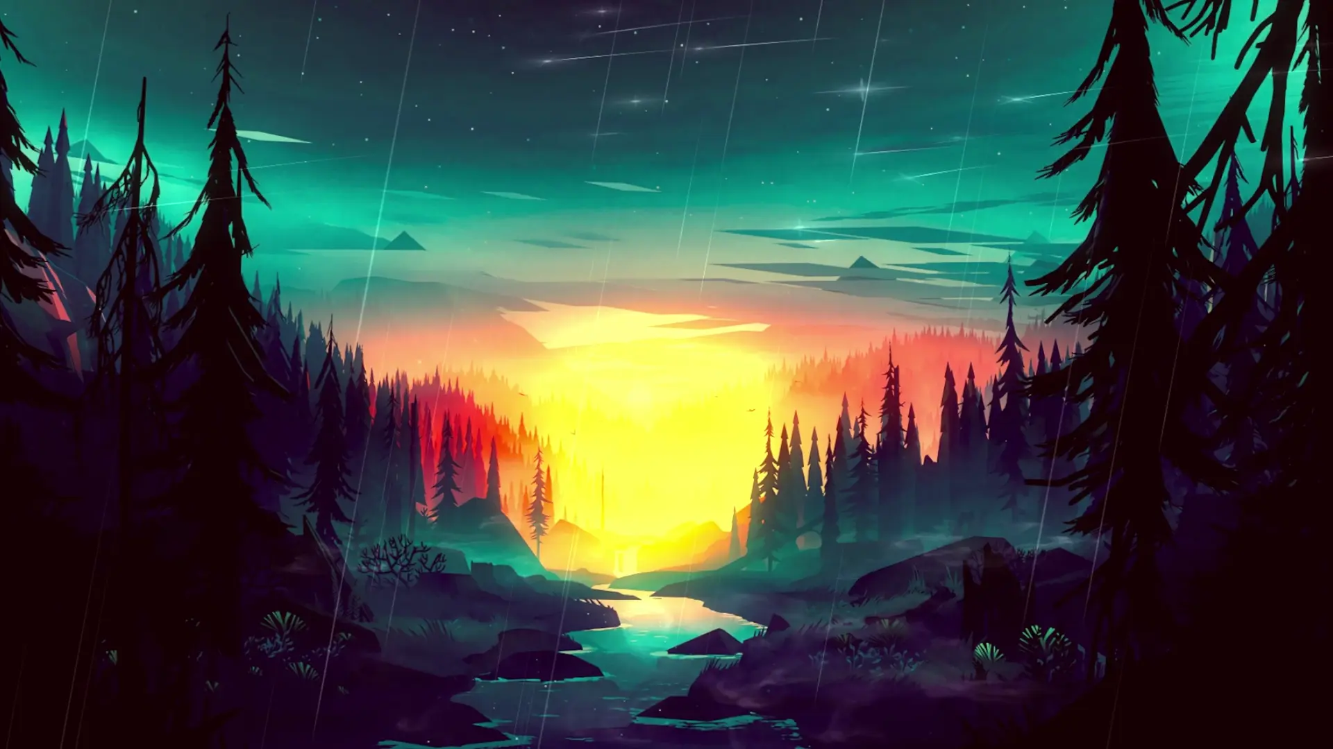 Fantasy Forest Sunrise live wallpaper for desktop