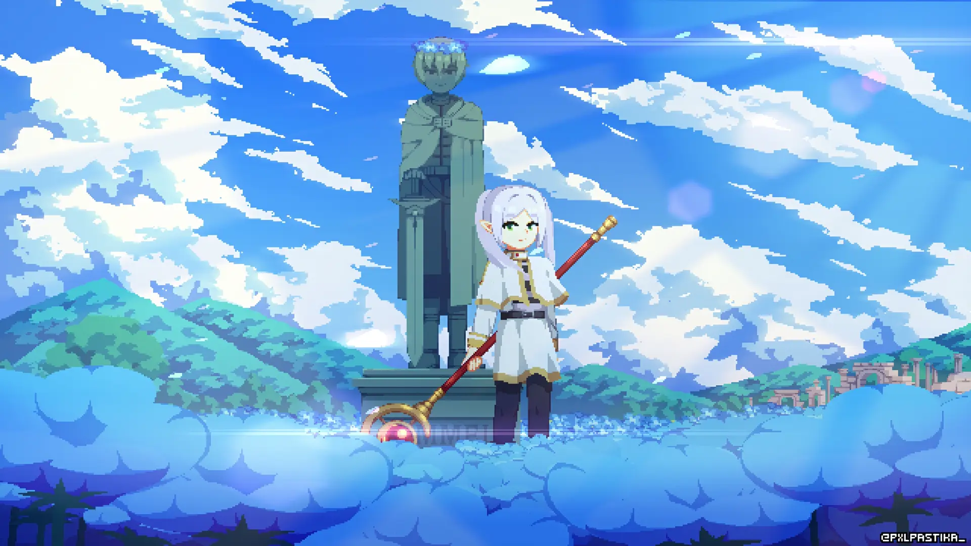 Frieren Pixel Sky live wallpaper for desktop