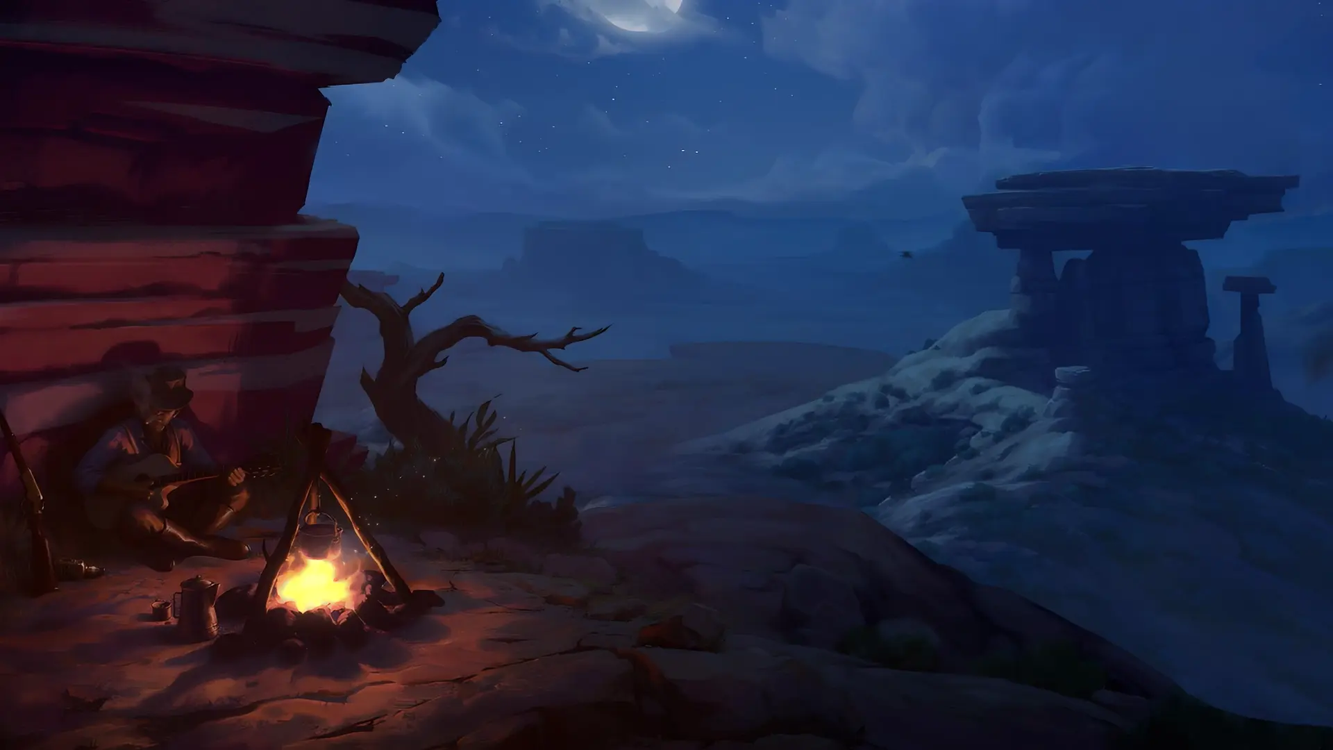 Wild West Campfire Night live wallpaper for desktop