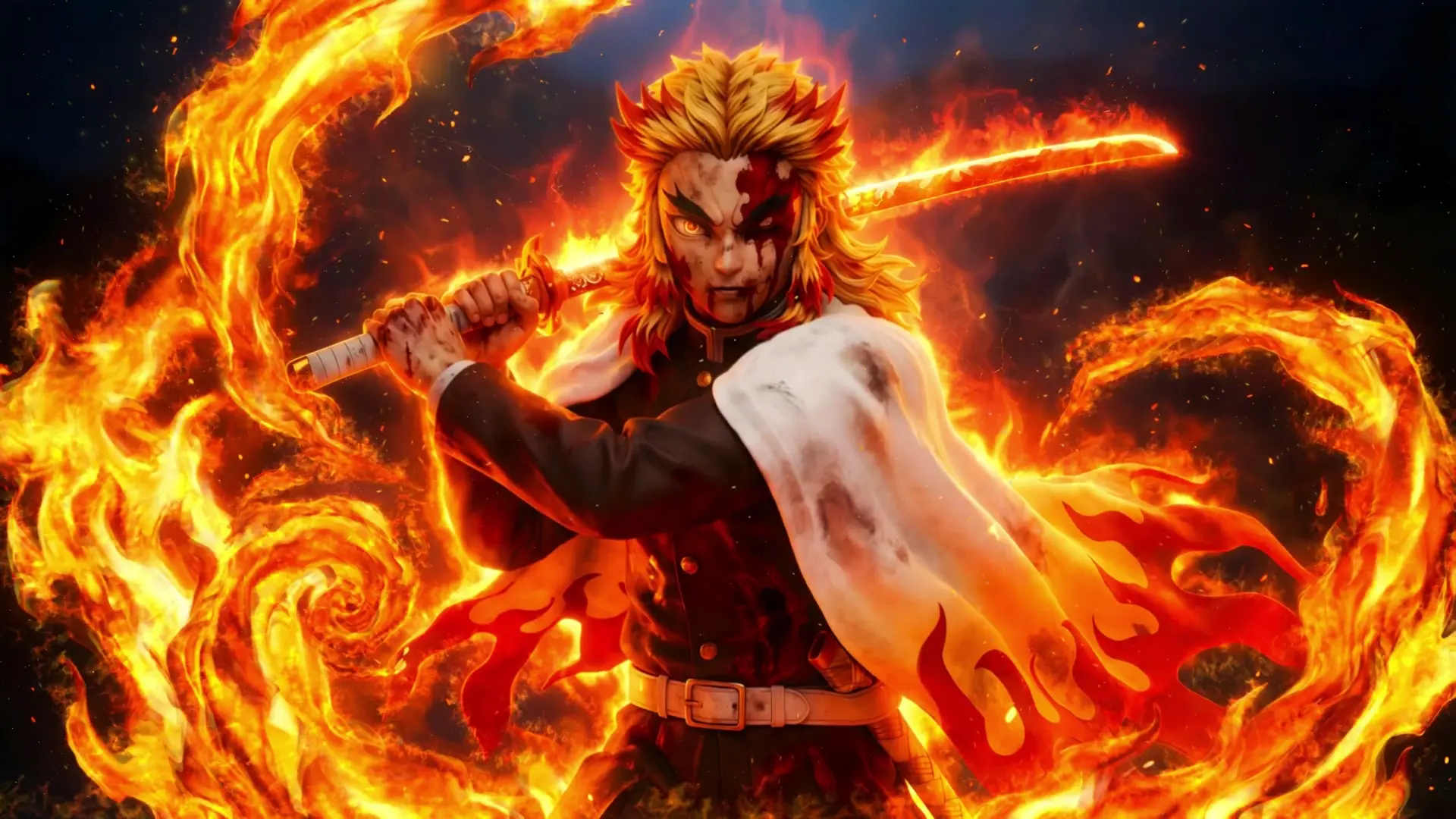 Rengoku Flame Hashira live wallpaper for desktop