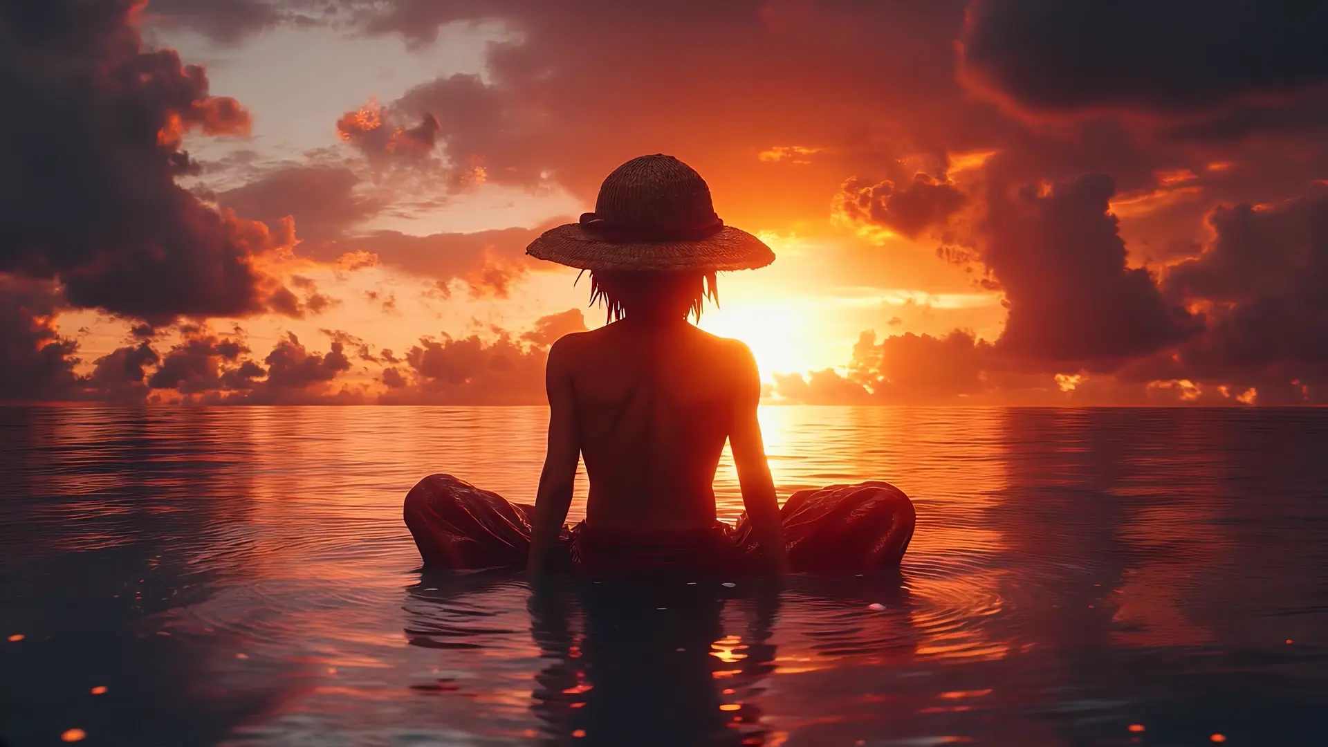 Luffy Sunset Calm live wallpaper for desktop