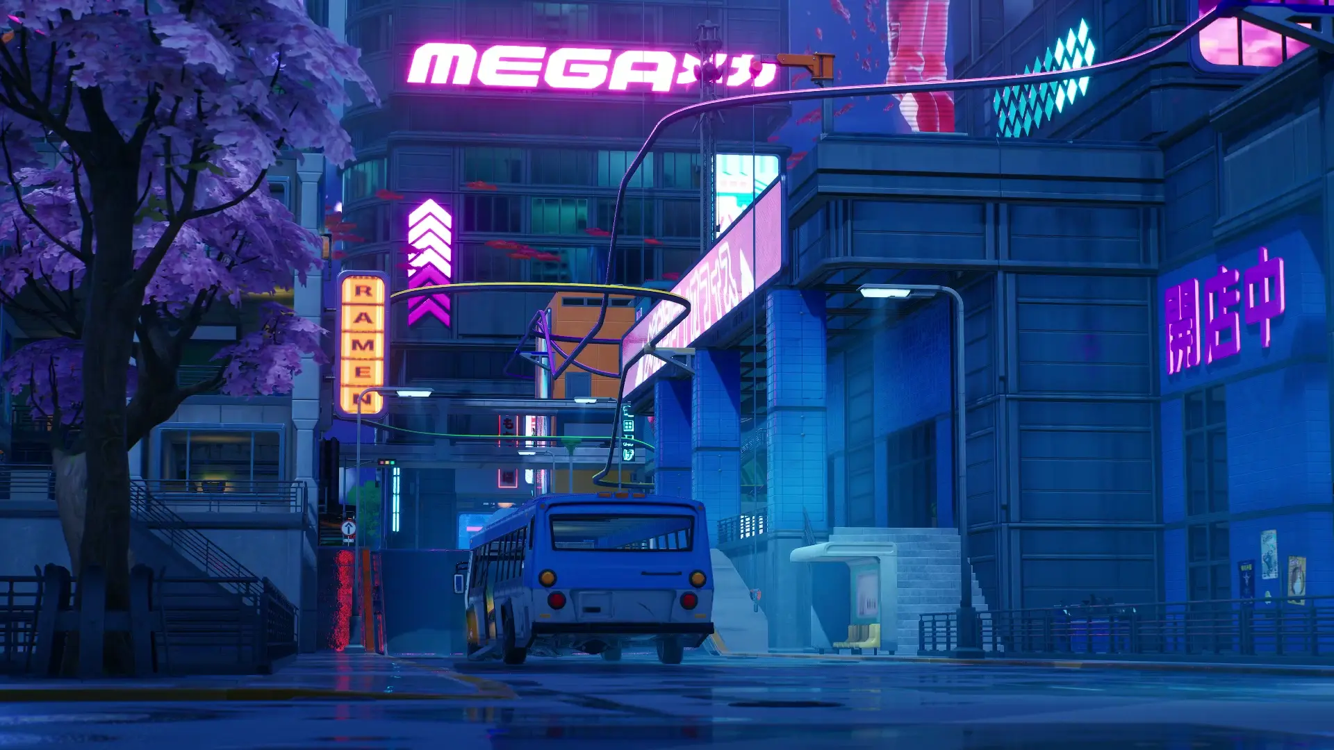 Neon Cyber City live wallpaper for desktop