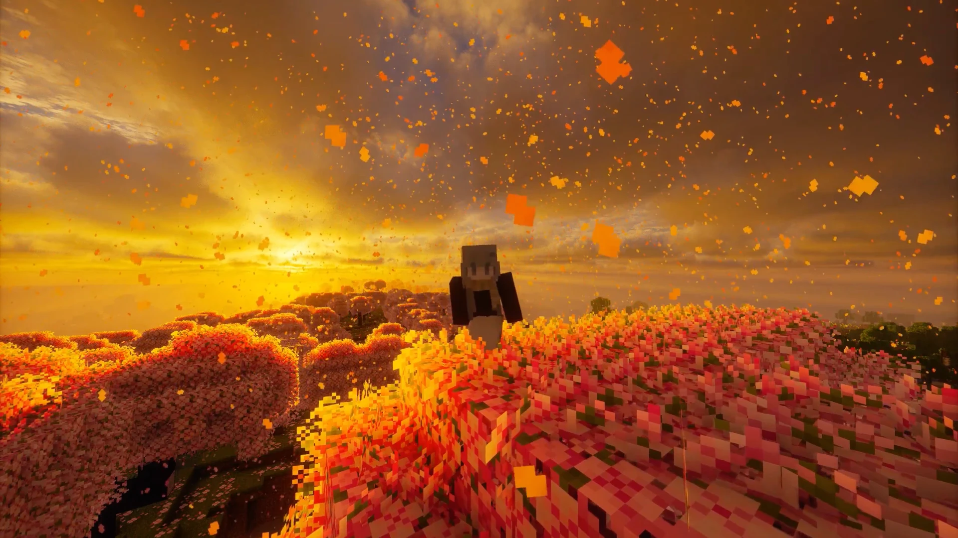 Minecraft Golden Sunset live wallpaper for desktop