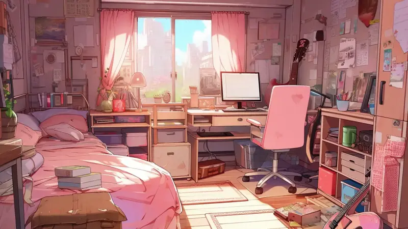Cozy Pink Study Room