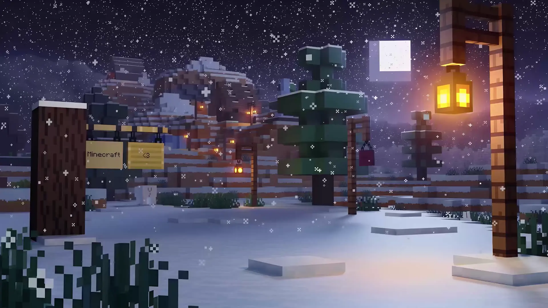 Minecraft Snowy Village live wallpaper for desktop
