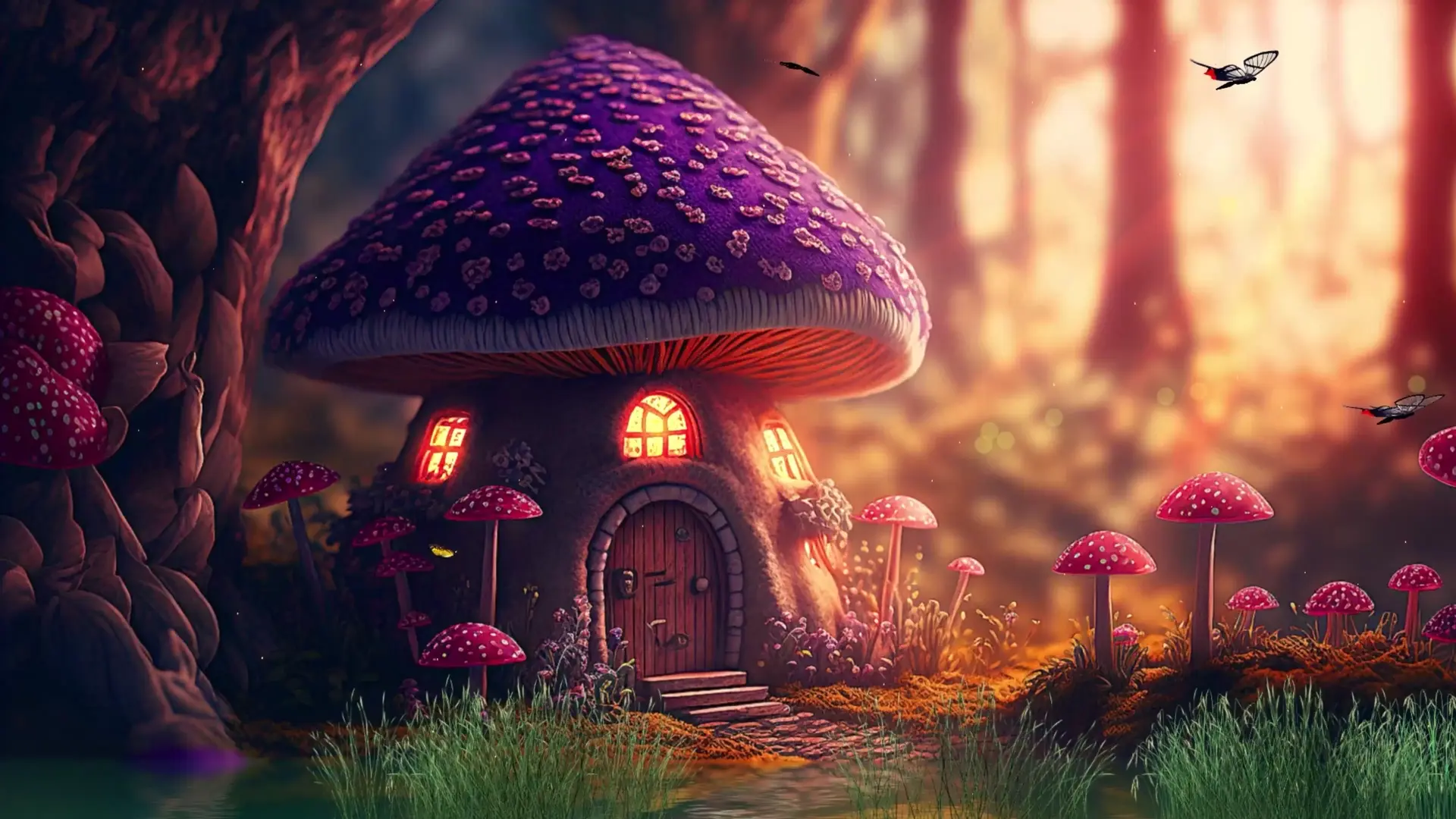 Hidden Mushroom Hearth live wallpaper for desktop