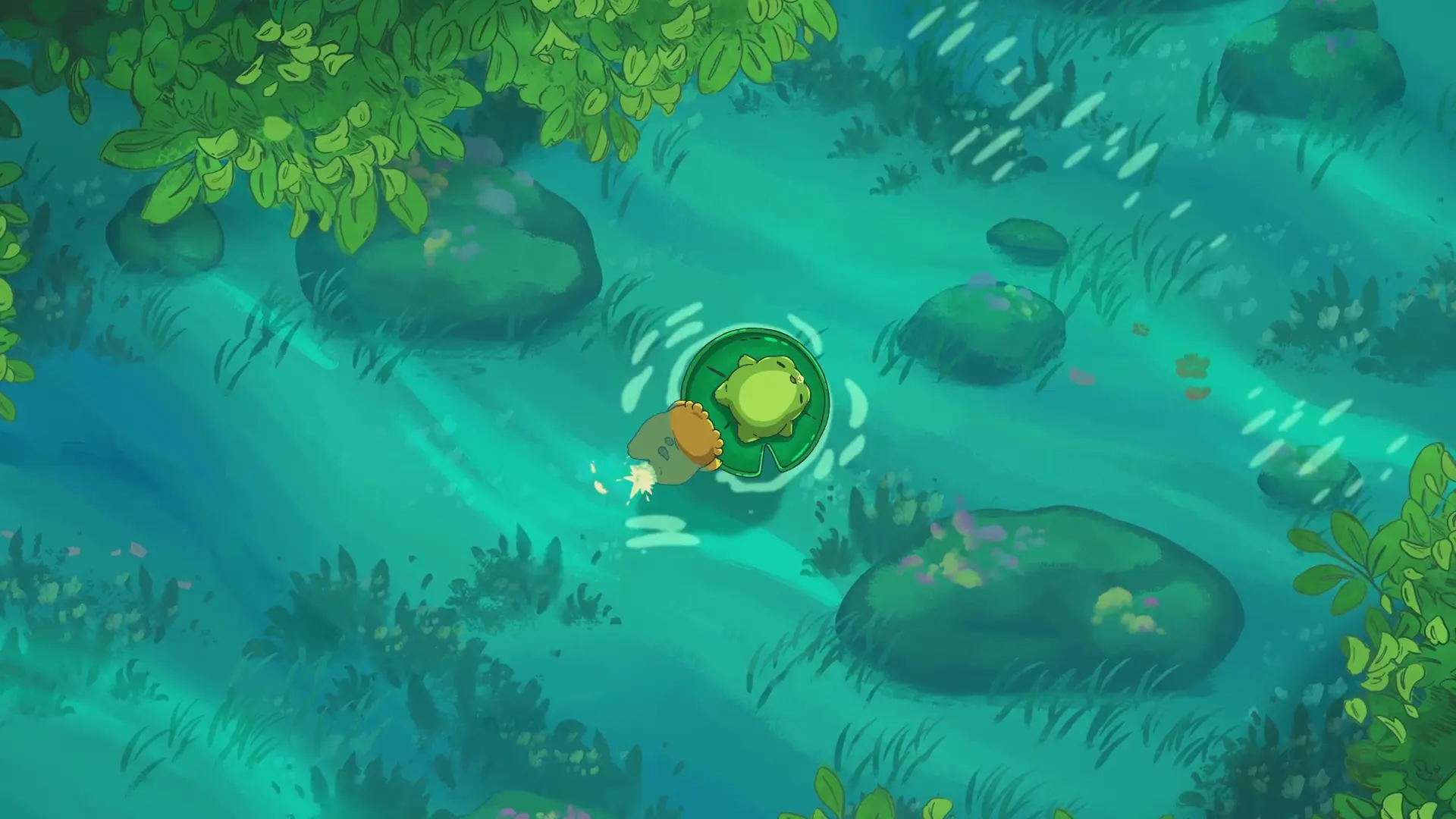 Frog on Lily Pad River live wallpaper for desktop