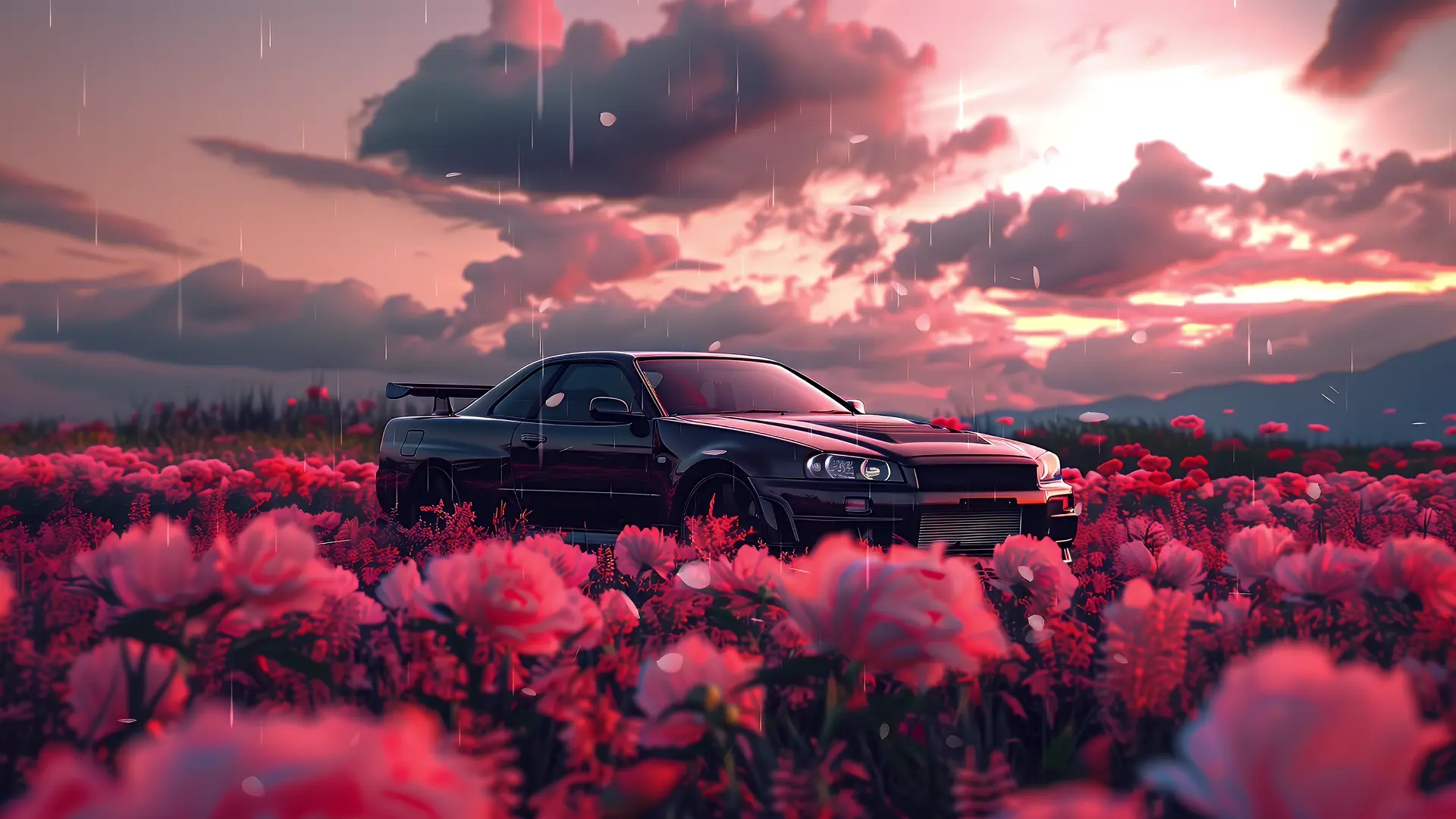 Pink Flower Field live wallpaper for desktop