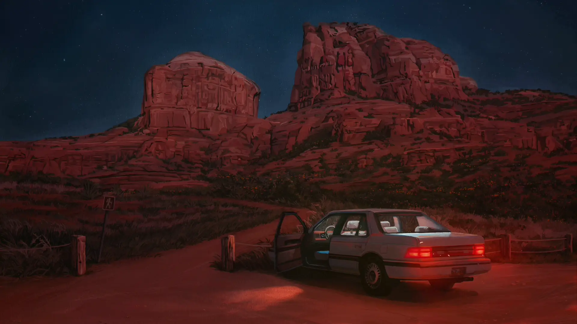 Sedona Night Desert Drive live wallpaper for desktop