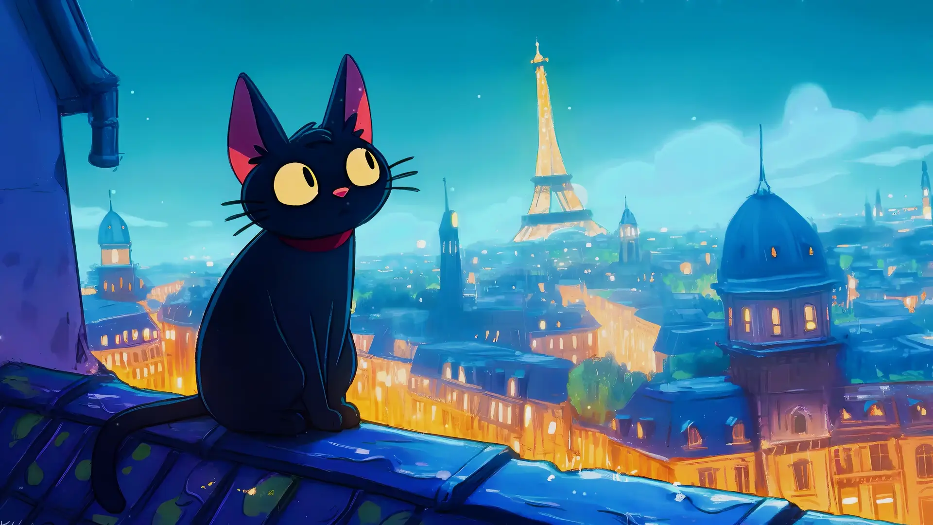 Black Cat Paris live wallpaper for desktop