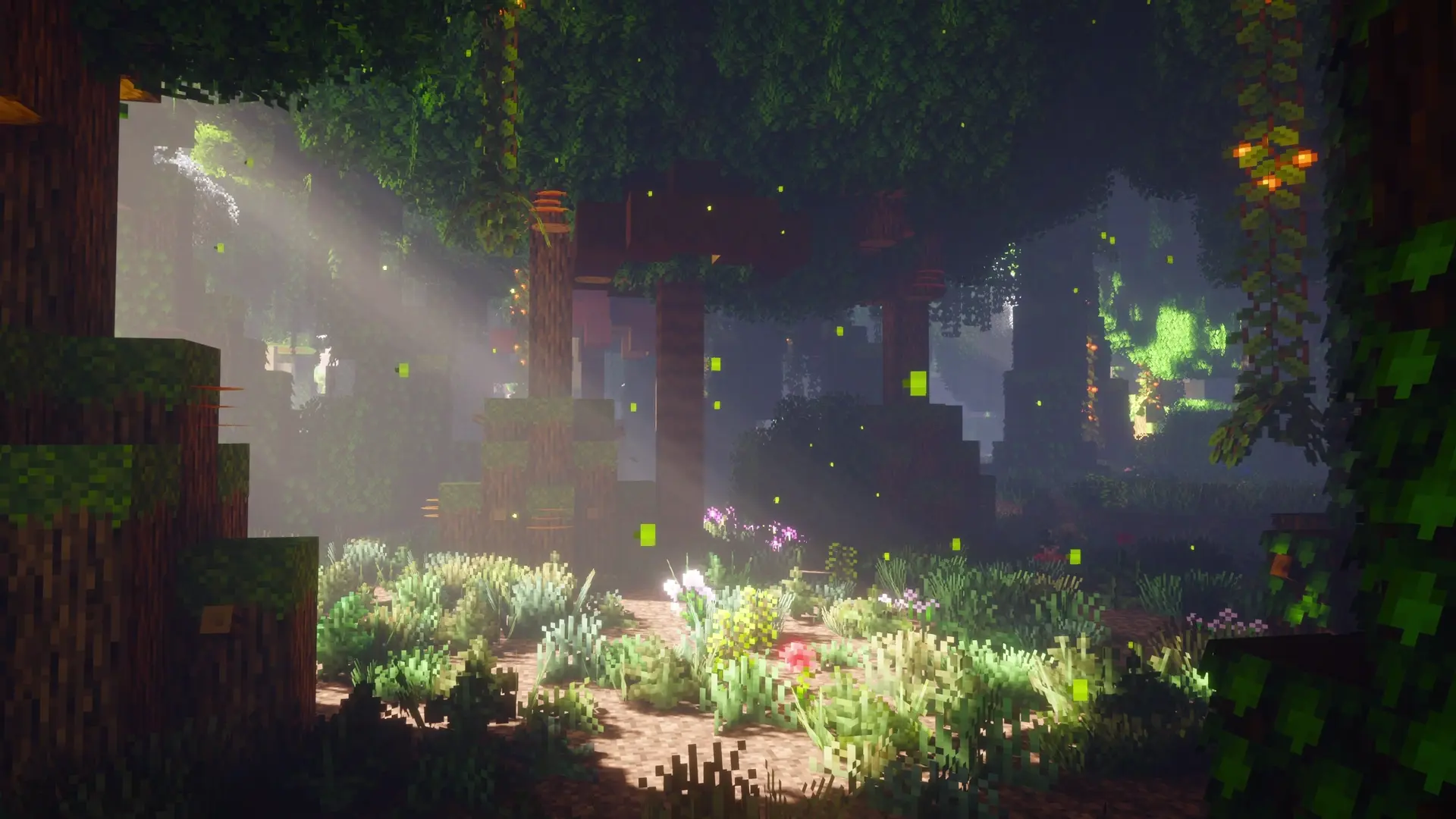 Minecraft Enchanted Forest Sun Rays live wallpaper for desktop