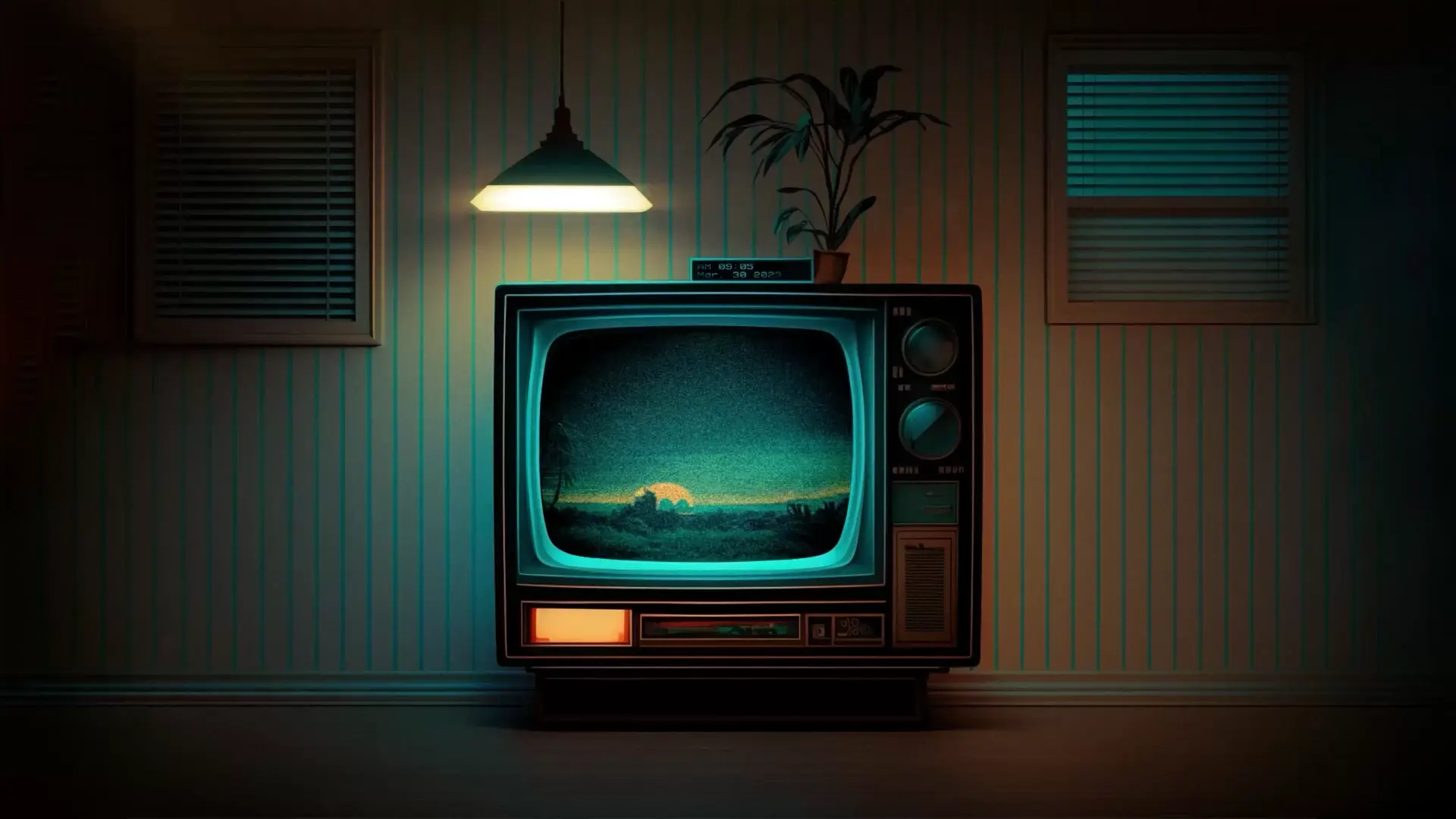 Retro TV Sunset live wallpaper for desktop