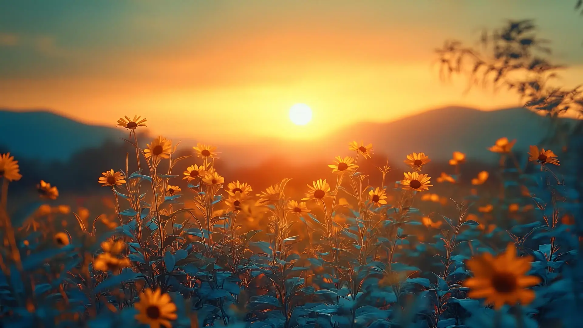 Sunset Flowers live wallpaper for desktop