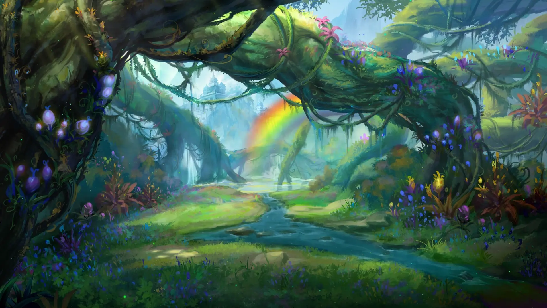 Enchanted Forest Rainbow live wallpaper for desktop