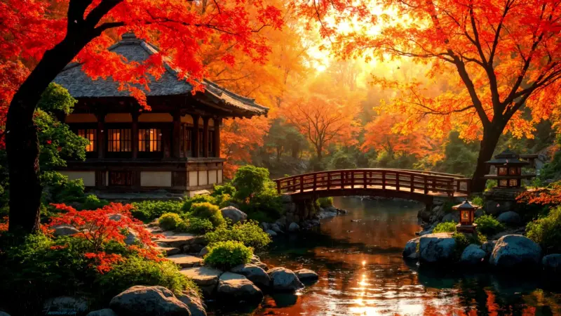 Japanese Autumn Temple