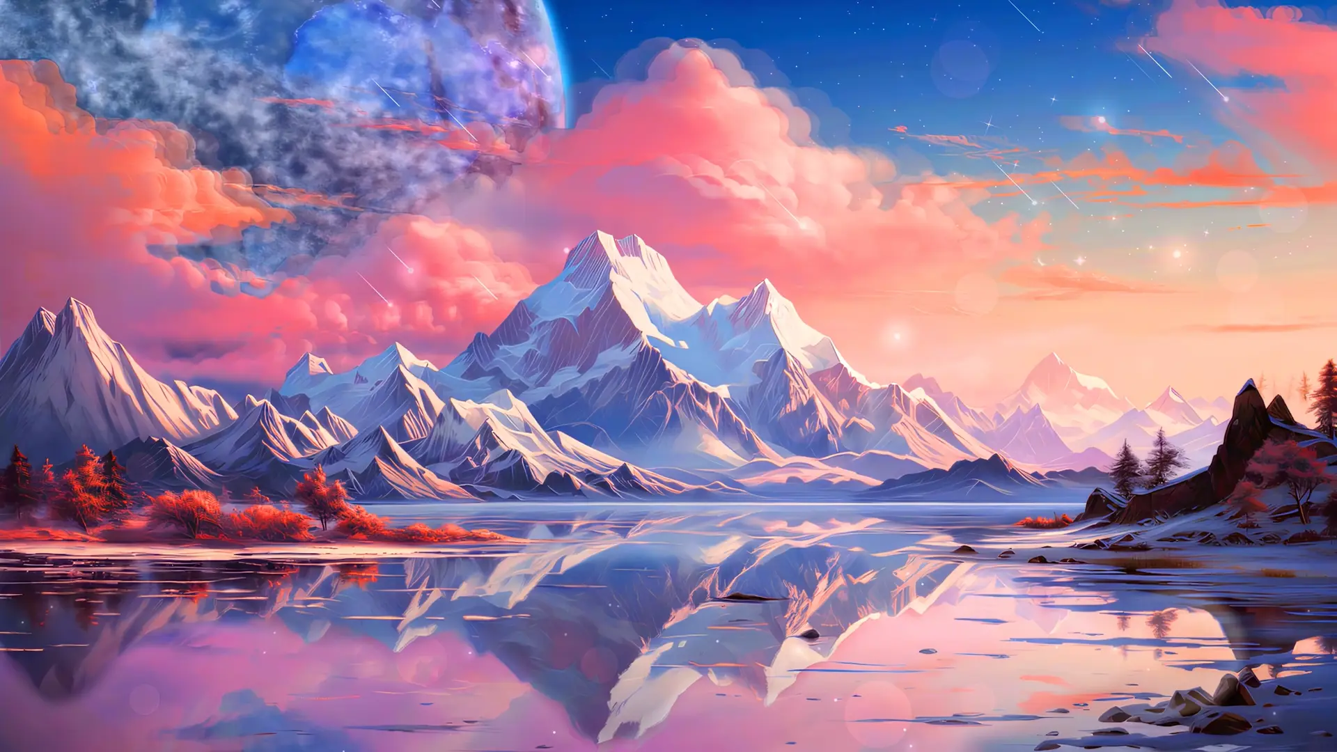 Celestial Peaks Reflection live wallpaper for desktop