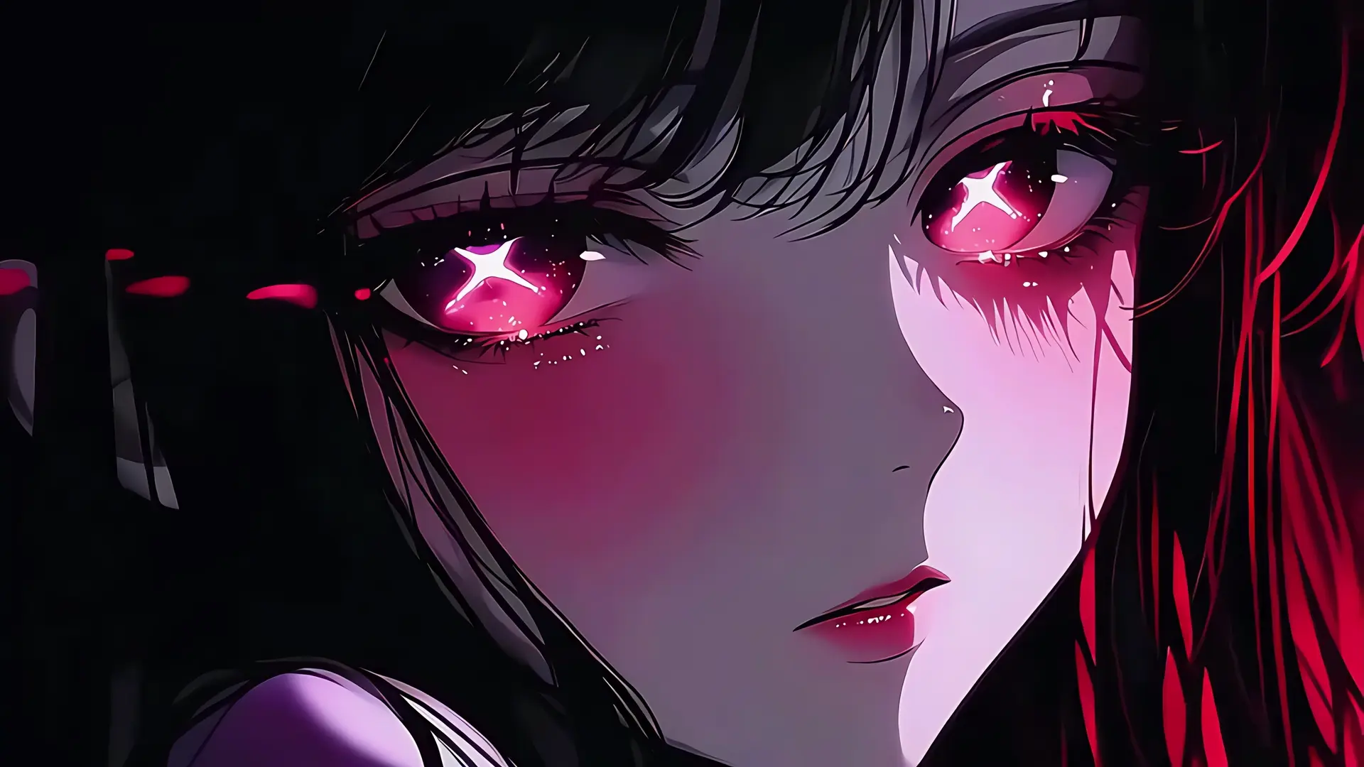 Crimson Anime Eyes live wallpaper for desktop