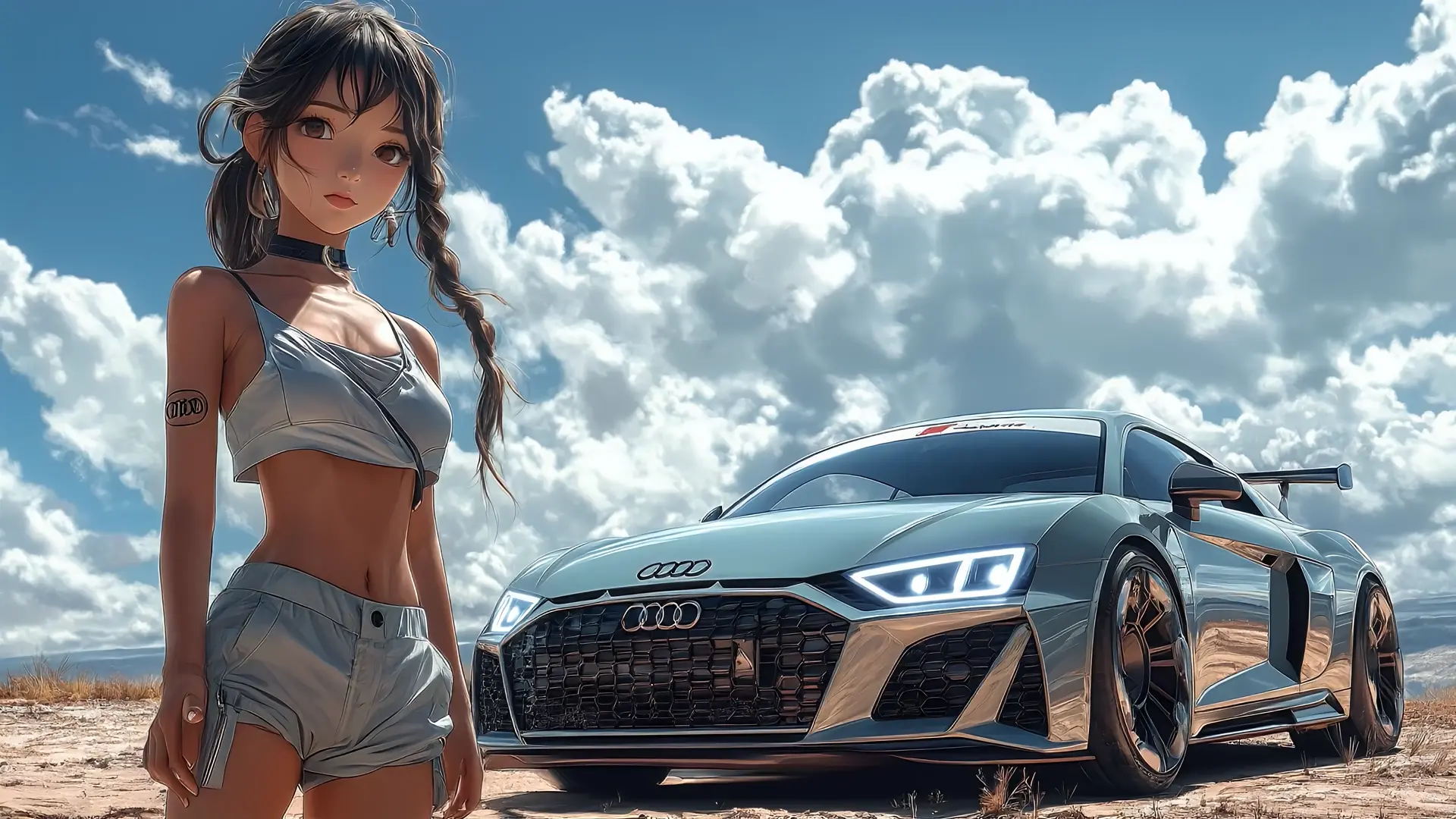 Anime Girl Audi R8 live wallpaper for desktop