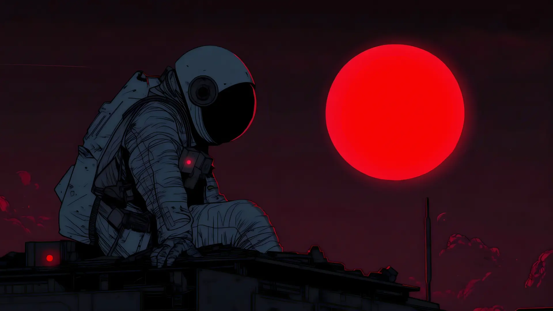 Red Sun Astronaut live wallpaper for desktop