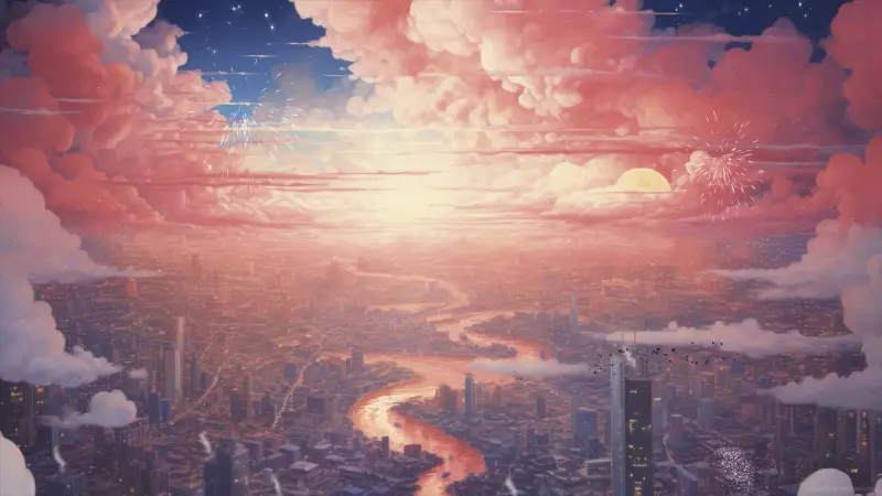 Dreamlight City Sunset Sky