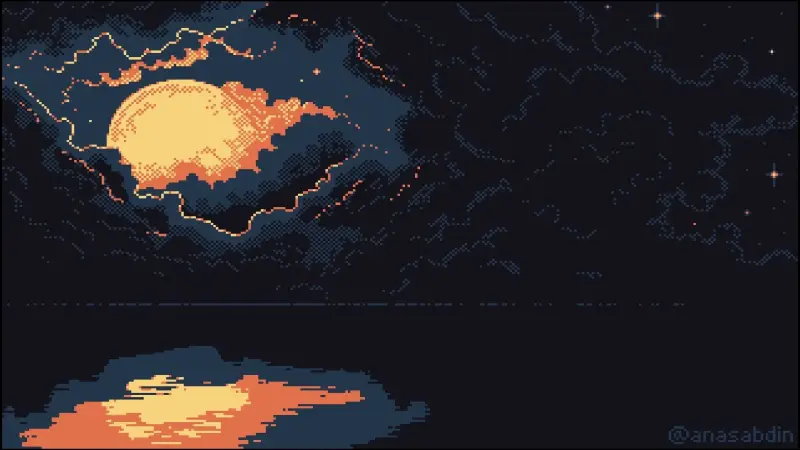 Pixel Sun Midnight Sea