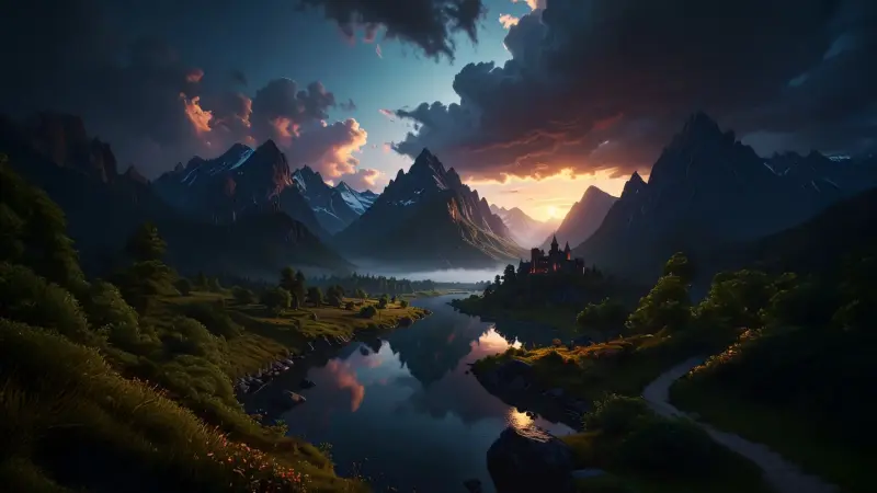 Golden Hour Valley Castle