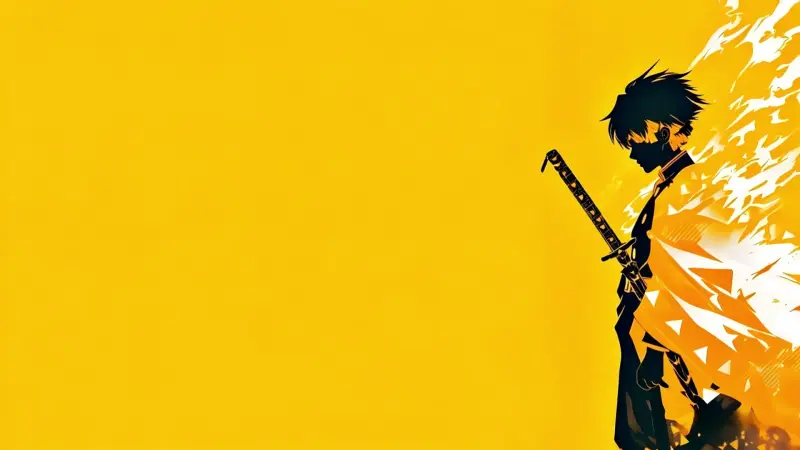 Yellow Lightning Swordsman Silhouette