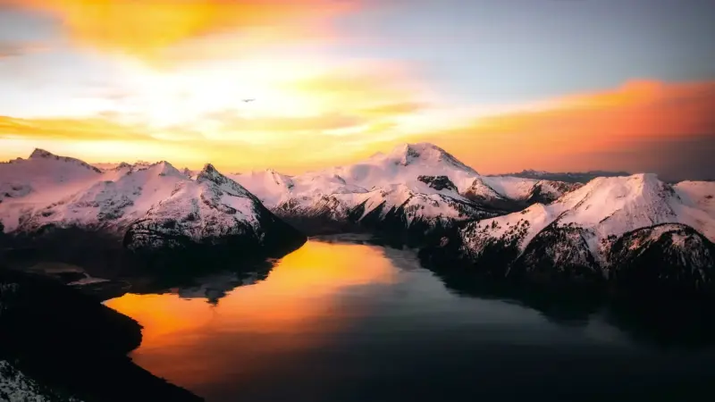 Golden Fjord Sunset Peaks