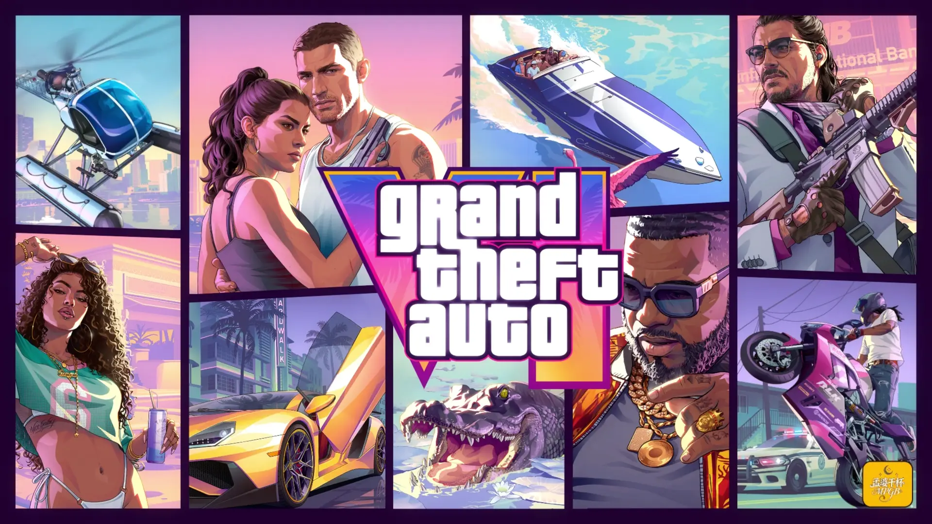 Grand Theft Auto VI Neon Collage live wallpaper for desktop
