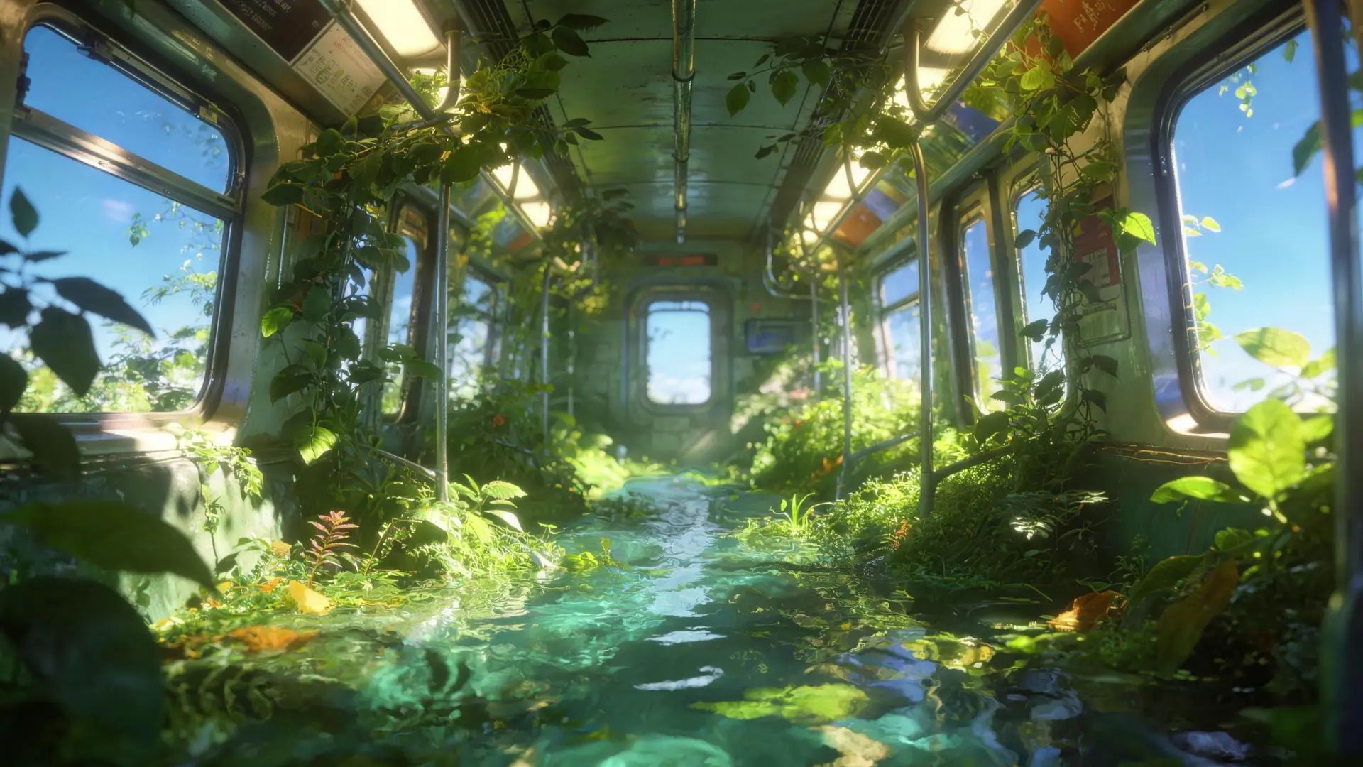 Overgrown Nature Train live wallpaper for desktop