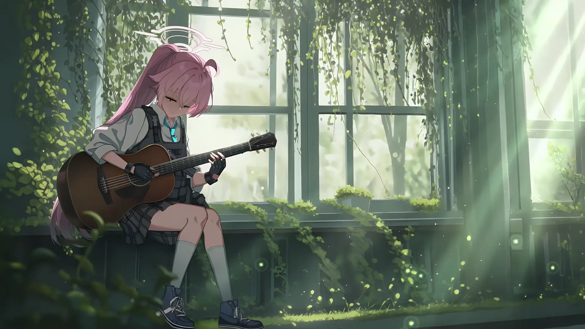 Anime Girl Playing Guitar live wallpaper for desktop