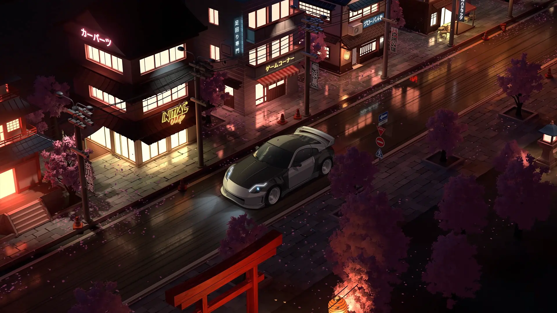 Nissan 350Z Japanese Night Streets live wallpaper for desktop